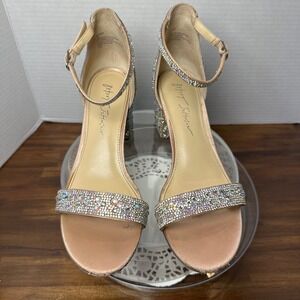 Betsey Johnson SB-MARI Satin Iridescent Rhinestone Block Heel Sandal 7M